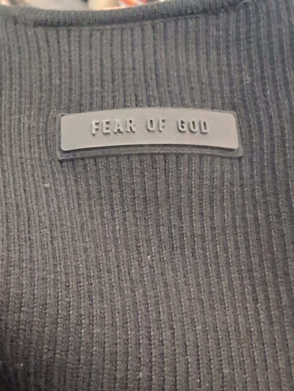 Fear of God Essentials logo-patch ribbed Knit crop top Black Like New - Picture 4 of 10